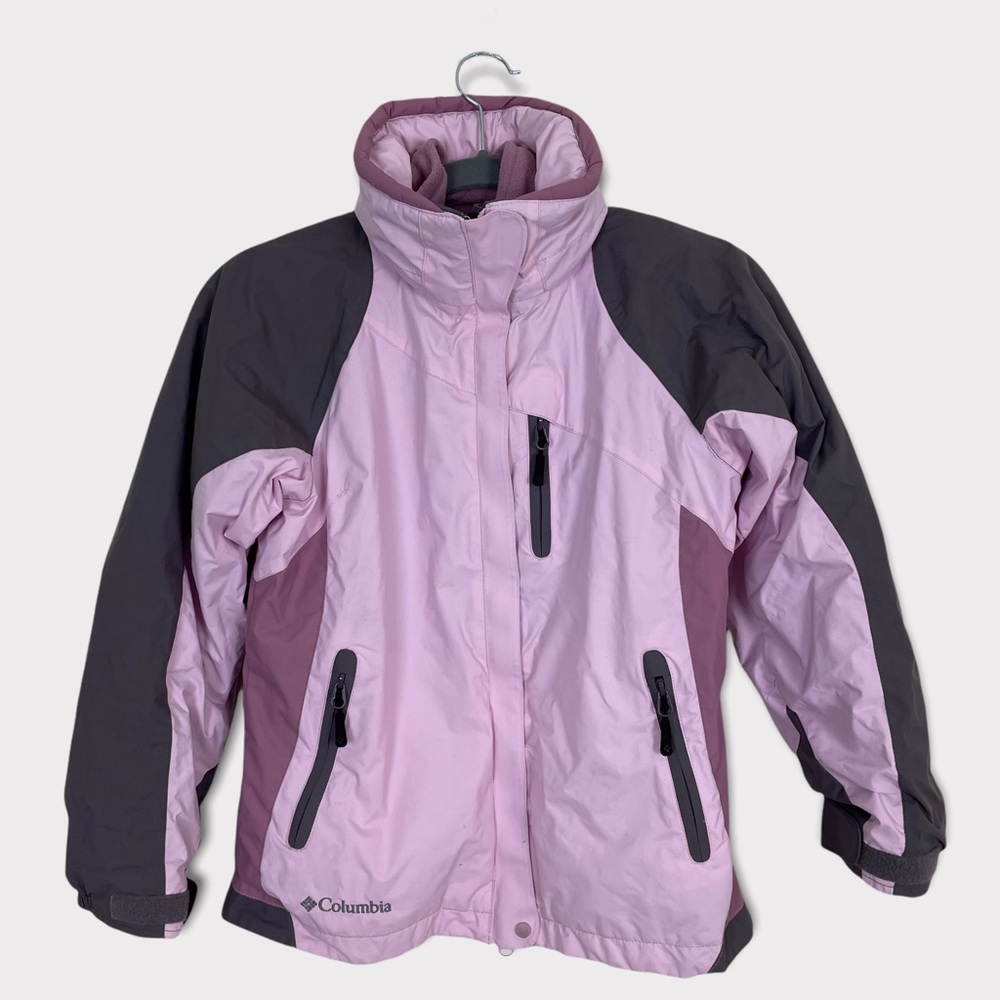 Columbia Size 10 / 12 Girl 3 in 1 Winter Jacket Coat Pink & Grey Shell & Fleece
